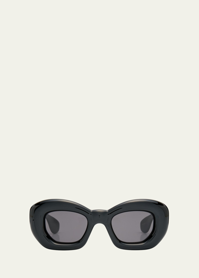 Shop Loewe Inflated Monochrome Acetate Butterfly Sunglasses In Shiny Black Smoke