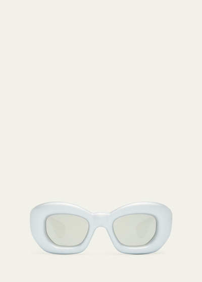 Shop Loewe Inflated Monochrome Acetate Butterfly Sunglasses In Grey Mirror