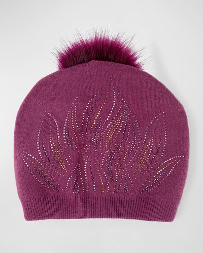 Shop Pia Rossini Laurie Sequin-embellished Pom Beanie In Pur001 Purple