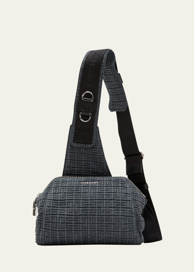 Shop Givenchy Men's Antigona U Small 4g Denim Crossbody Bag In Grey