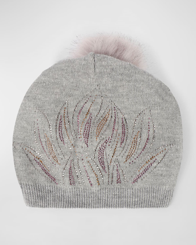 Shop Pia Rossini Laurie Sequin-embellished Pom Beanie In Gry001 Grey