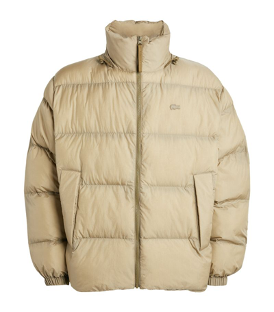 Shop Lacoste Neo Heritage Puffer Jacket In Brown