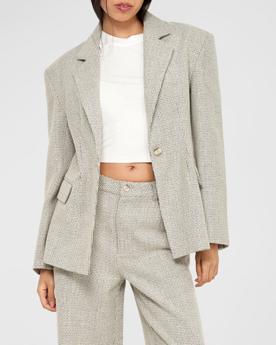 Shop Joie Briar Single-button Oversized Blazer In Winter White Mult