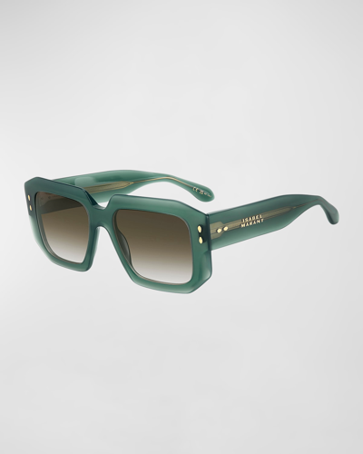 Shop Isabel Marant Gradient Acetate Square Sunglasses In Green