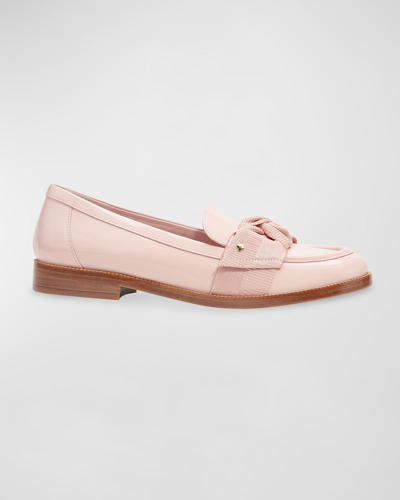 Shop Kate Spade Leandra Patent Bow Slip-on Loafers In Mochi Pink