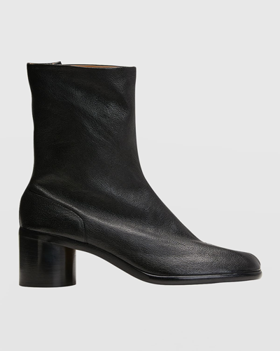 Shop Maison Margiela Men's Tabi Toe Leather Ankle Boots In Black