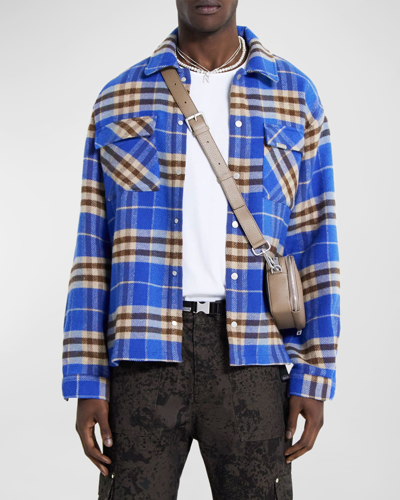 Shop Represent Men's Initial R Flannel Button-down Shirt In Cobalt