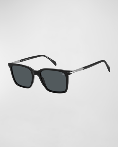 Shop David Beckham Men's Acetate Rectangle Sunglasses In Black