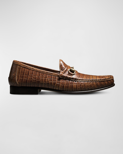 Shop Allen Edmonds Men's Verona Ii Croc-effect Italian Bit Loafers In Chestnut