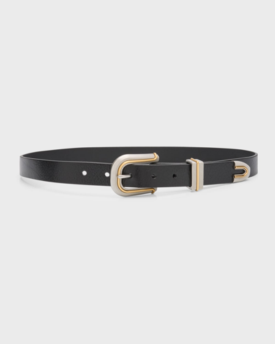 Shop Rag & Bone Ventura Leather & Nickel Belt In Black