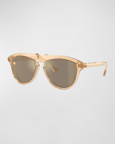 Shop Burberry Be4417u Mirrored Acetate & Plastic Aviator Sunglasses In Brown