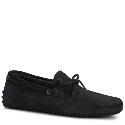 Tod's Black Suede Gommino Driving Shoes In Black