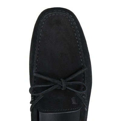 Tod's Black Suede Gommino Driving Shoes In Black