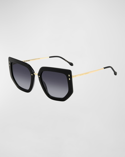 Shop Isabel Marant Gradient Mixed-media Butterfly Sunglasses In Blk Gold