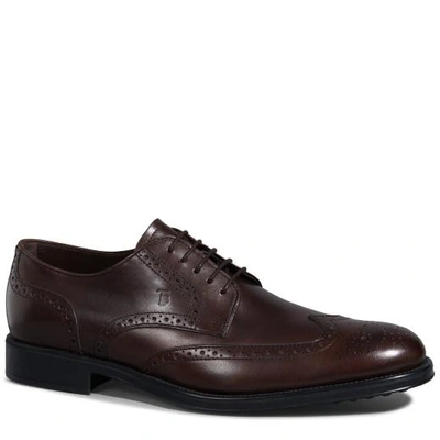 Shop Tod's Leather Lace-up Shoes In Brown
