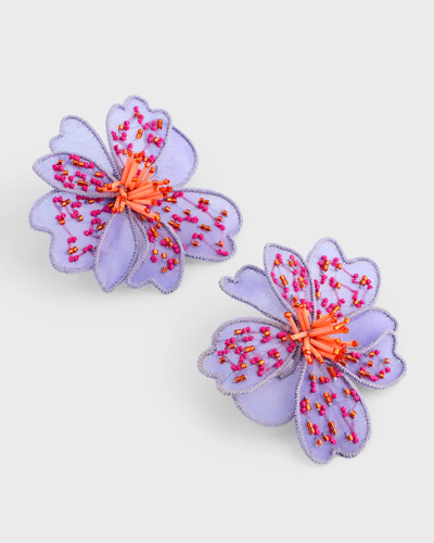 Shop Mignonne Gavigan Mehak Beaded Flower Stud Earrings In Purple