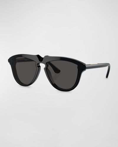 Shop Burberry Be4417u Keyhole Acetate & Plastic Aviator Sunglasses In Black