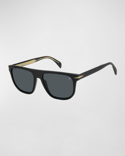 Shop David Beckham Men's Acetate Square Sunglasses In Black