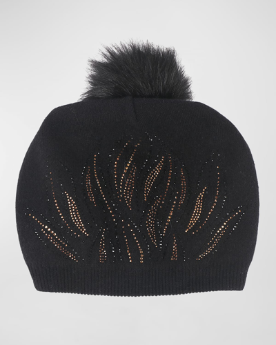 Shop Pia Rossini Laurie Sequin-embellished Pom Beanie In Bla001 Black