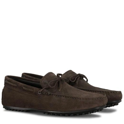 Shop Tod's City Gommino Driving Shoes In Suede In Brown