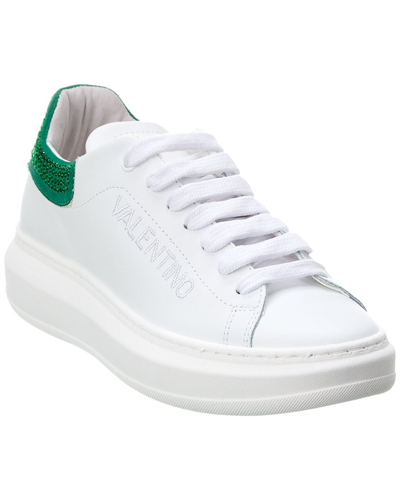 Shop Valentino By Mario Valentino Fresia Sparkling Leather Sneaker In White