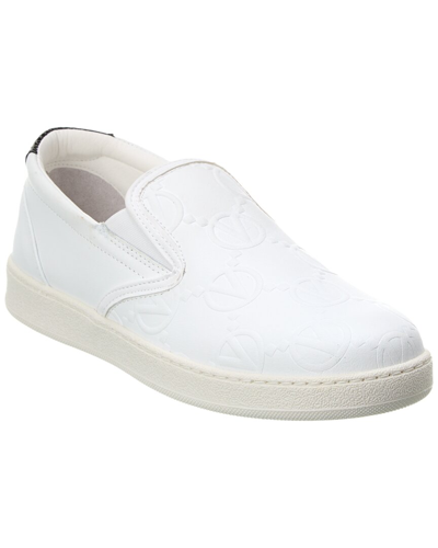 Shop Valentino By Mario Valentino Cristina Monogram Leather Slip-on Sneaker In White