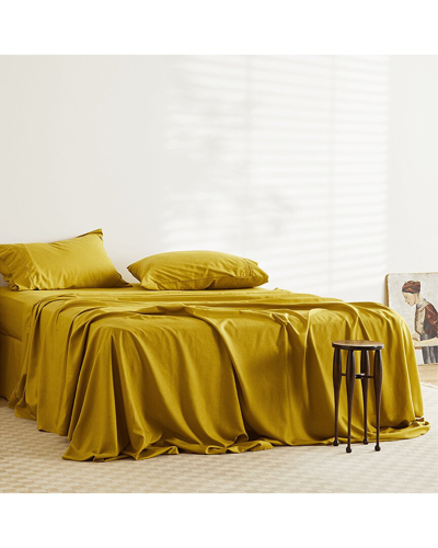 Shop Ettitude Linen+ Sheet Set With $30 Credit In Yellow