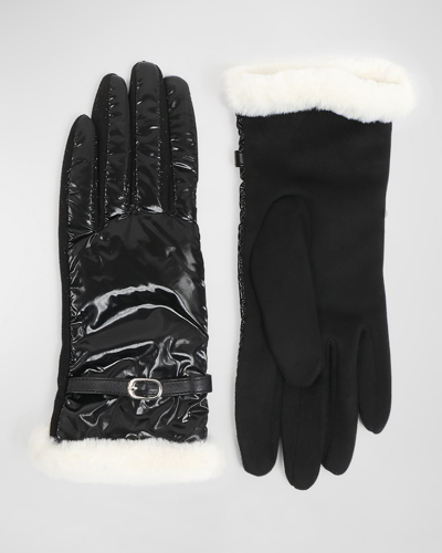 Shop Pia Rossini Tara Faux Leather Gloves In Bla001 Black