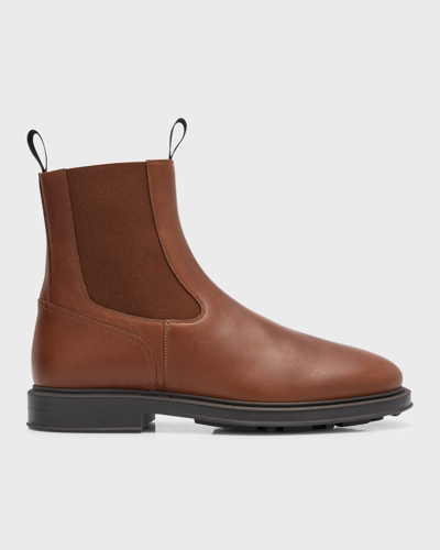Shop Loro Piana Men's Travis Leather Chelsea Boots In H.brown