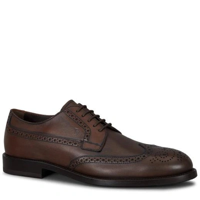 Shop Tod's Lace-up Shoes In Leather In Brown