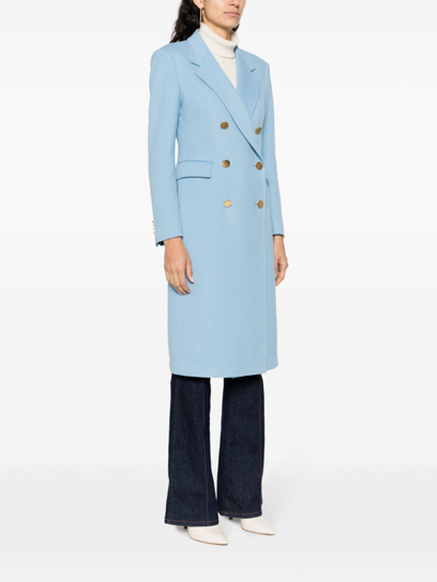 Shop Tagliatore Wool And Cashmere Blend Double-breasted Coat In Blue