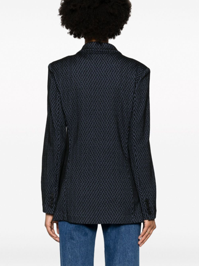 Shop Emporio Armani Wool Double-breasted Jacket In Blue