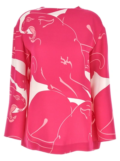 Shop Valentino Panther Top In Milk/pink Pp