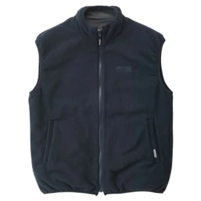 Shop Gramicci Reversible Fleece Vest Dark Navy In Blue
