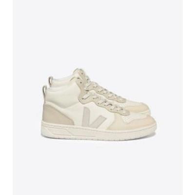 Shop Veja Sneakers V-15 Chromefree Leather Cashew Pierre Multico In White