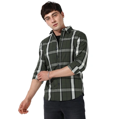 Shop Campus Sutra Button-up Shirt In Green