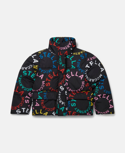 Shop Stella Mccartney Circular Logo Hooded Jacket In Black Multicolour