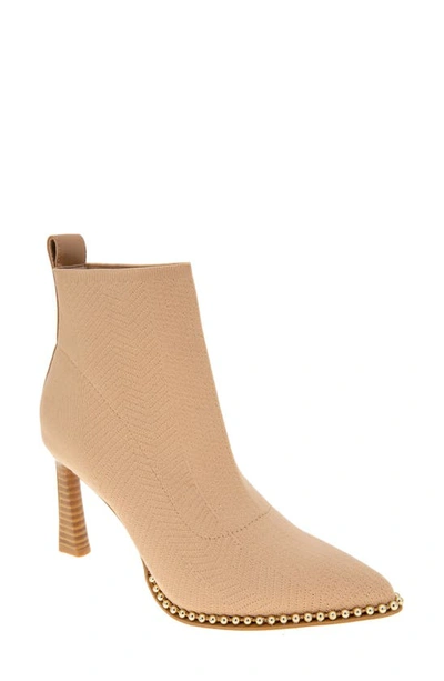 Shop Bcbgeneration Beya Pointed Toe Bootie In Tan Fly Knit