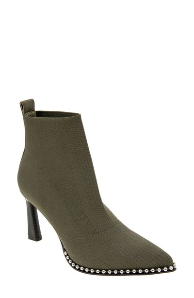 Shop Bcbgeneration Beya Pointed Toe Bootie In Dark Olive Fly Knit