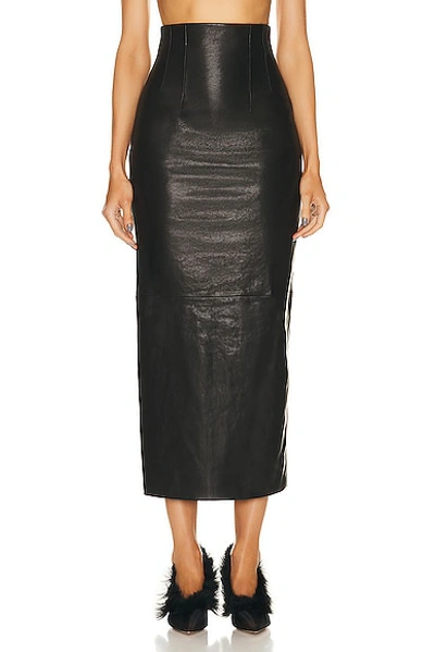 Khaite Black 'the Loxley' Leather Maxi Skirt In Black