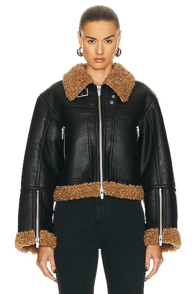 Shop A.l.c Sherpa Jacket In Black & Brown