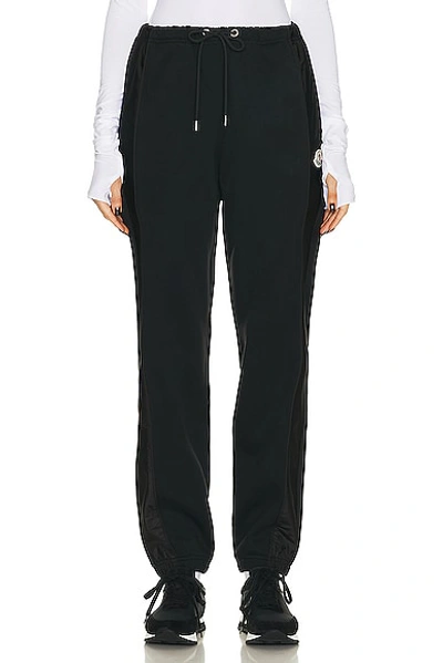 Moncler Shell-trimmed Cotton-jersey Track Pants In Black