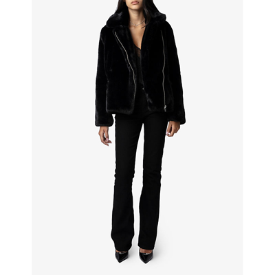 Shop Zadig & Voltaire Zadig&voltaire Womens Noir Freeze Faux-fur Coat