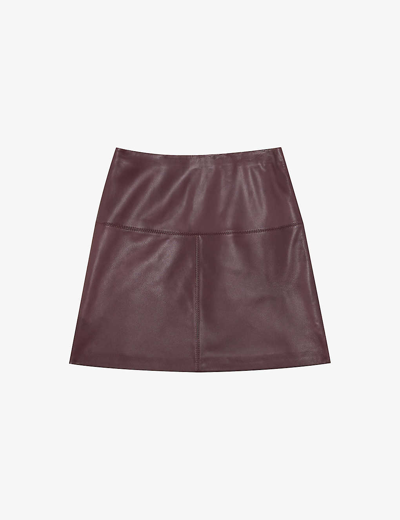 Shop Ted Baker Women's Dk-red Valiat Leather Skirt