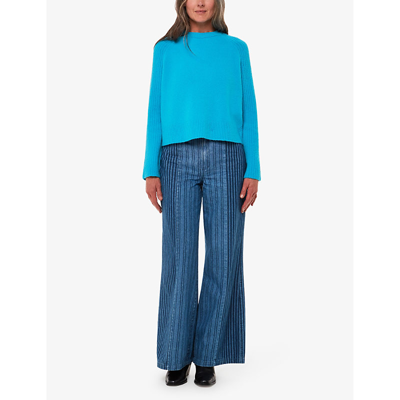 Whistles Anna Mixed Knit Sweater In Turquoise