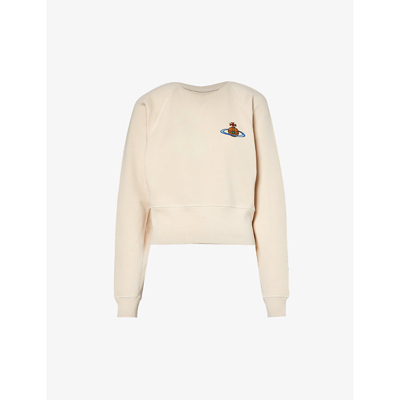 Shop Vivienne Westwood Women's Stone Athletic Logo-embroidered Organic-cotton Sweatshirt