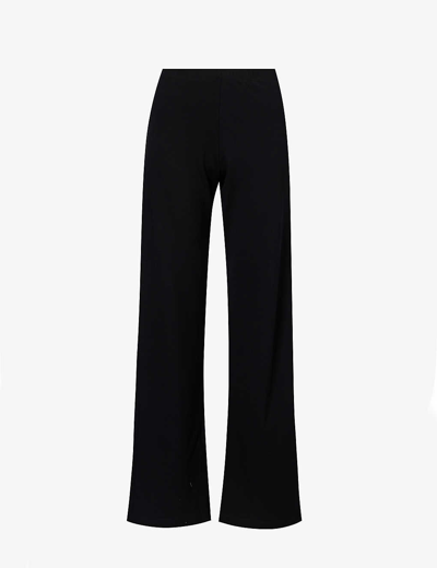 Shop Leset Women's Black Rio Wide-leg Mid-rise Stretch Woven-blend Trousers