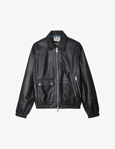 Shop Zadig & Voltaire Zadig&voltaire Women's Noir Lyssa Patch-pocket Leather Jacket