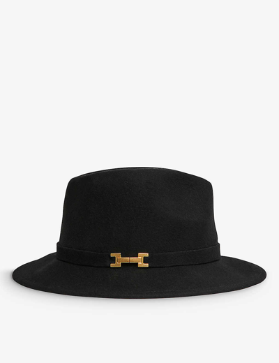 Shop Reiss Womens Black Holly Wool Fedora Hat