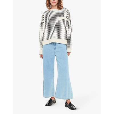 Shop Whistles Relaxed-fit Stripe Cotton Sweatshirt In Cream